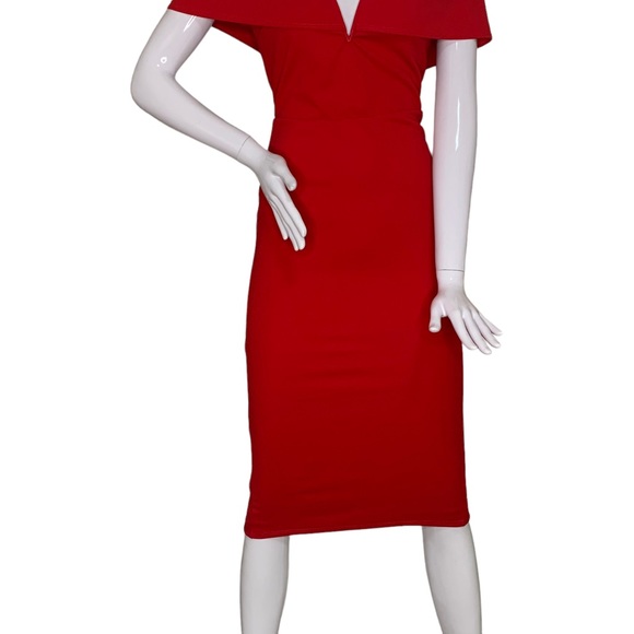 Lulu’s Dress off Shoulder Red Hidden Zipper on Back Size S - Picture 6 of 12